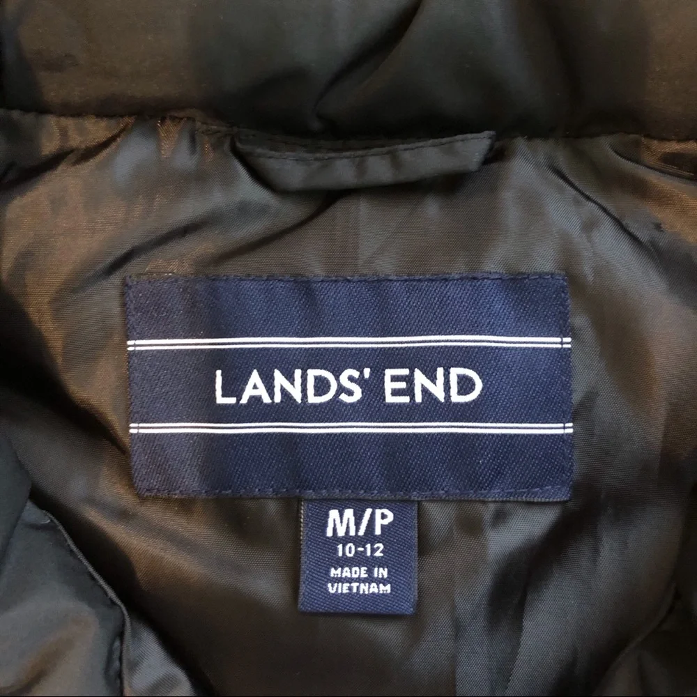 Lands End black down‎ feather puffer vest Sz M